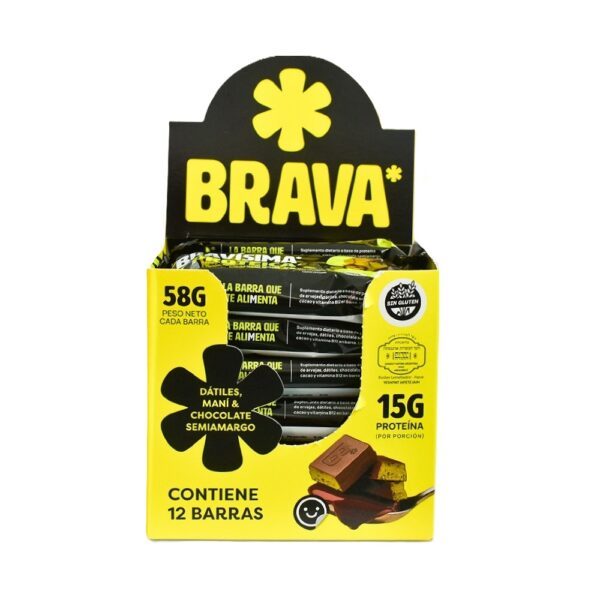 BARRA BRAVA  PROTEICA DATILES MANI Y CHOCOLATE SEMIAMARGO