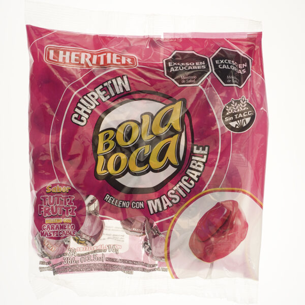 BOLA LOCA CON MASTICABLE TUTI FRUTI X 24 U