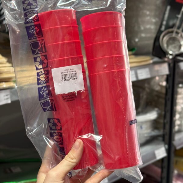 VASO TRAGO LARGO COLOR ROJO 280CC X 10 U
