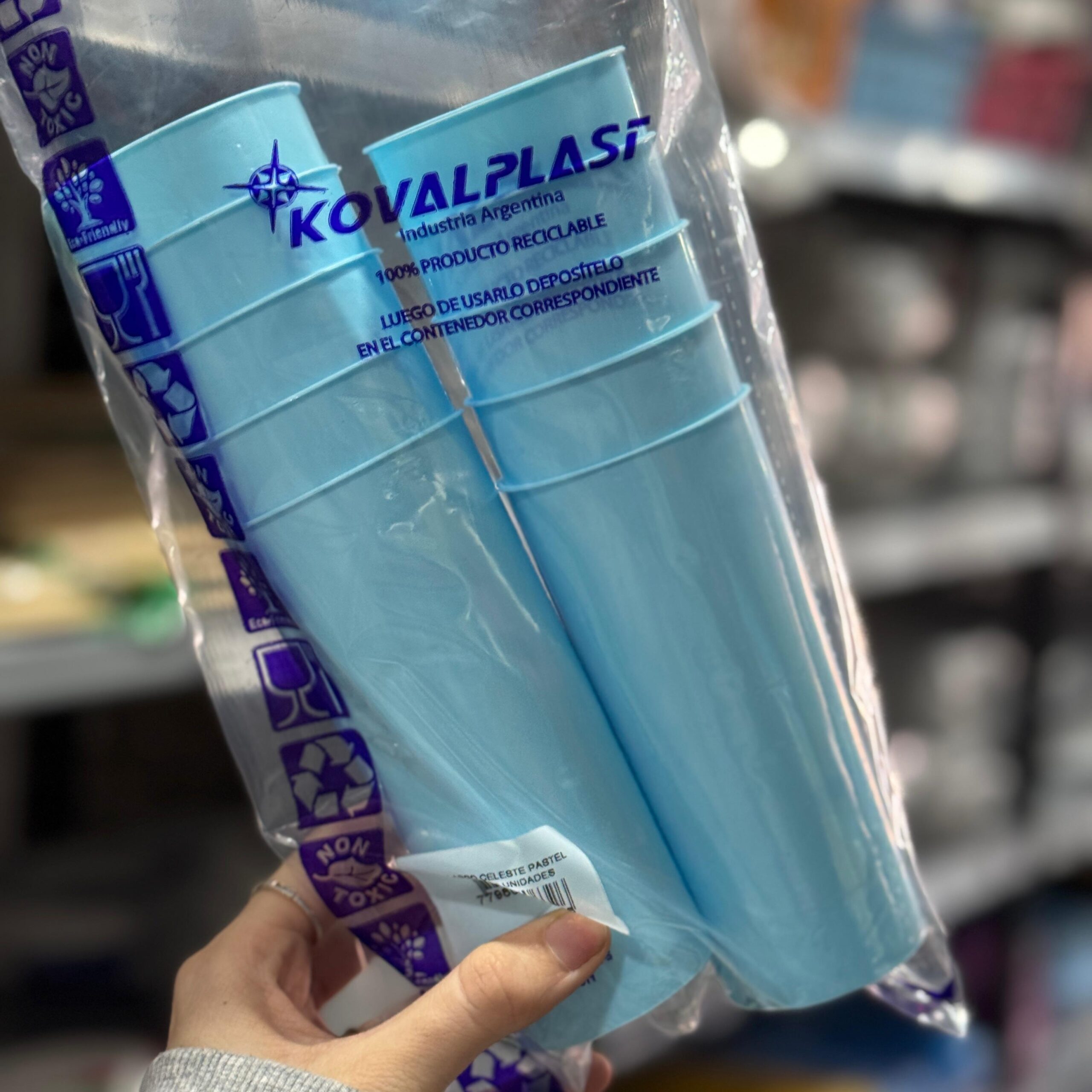 SKU-2045-VASO TRAGO LARGO COLOR CELESTE 280CC X 10 U