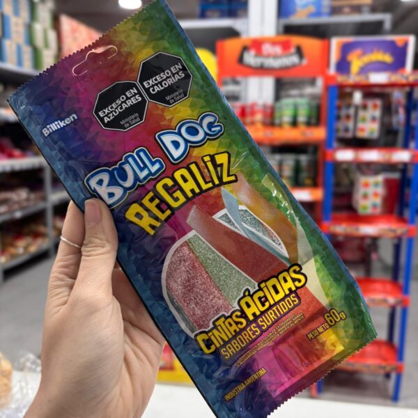 BULLDOG REGALIZ CINTAS ÁCIDAS SABORES SURTIDOS X 75 GR