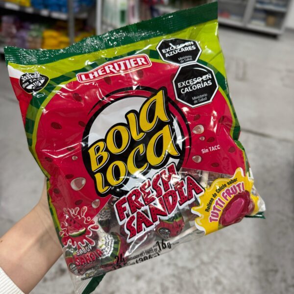 BOLA LOCA SANDIA FRESH CON CHICLE FRUTILLA X 24 U