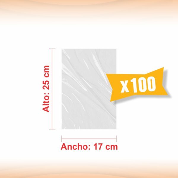 BOLSA TRANSPARENTE POLIPROPILENO 17X25X100