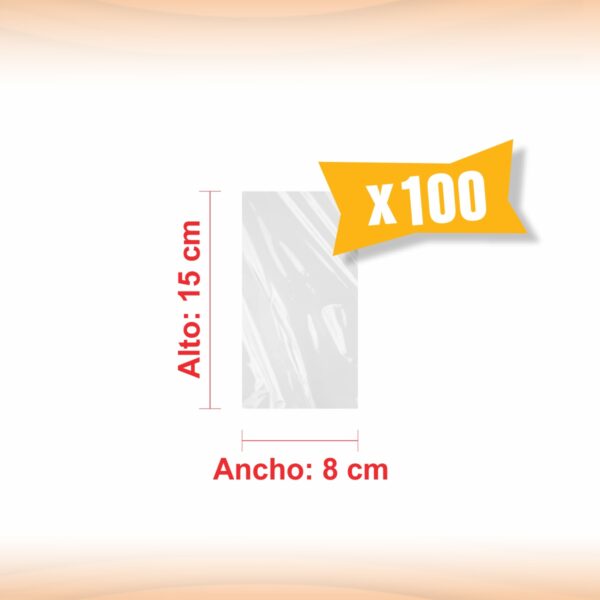 BOLSA TRANSPARENTE POLIPROPILENO 8X15X100