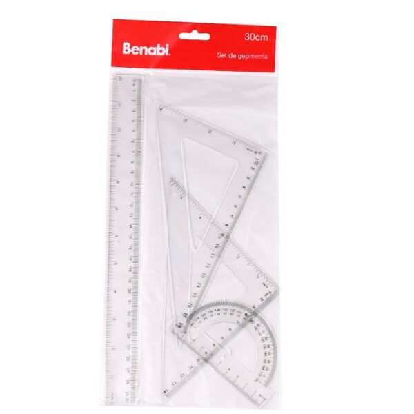 SET DE MEDICION TRANSPARENTE GEOMETRÍA 30 CM