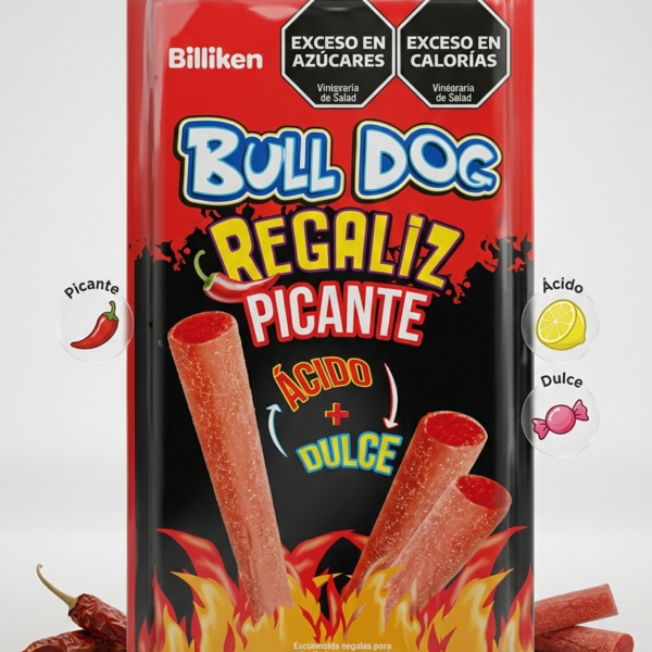 BULLDOG REGALIZ PICANTE ÁCIDO + DULCE X 75 GR