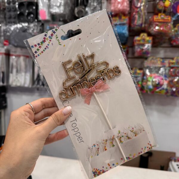 TOPPER PARA TORTA FELIZ CUMPLEAÑOS CHAMPAGNE