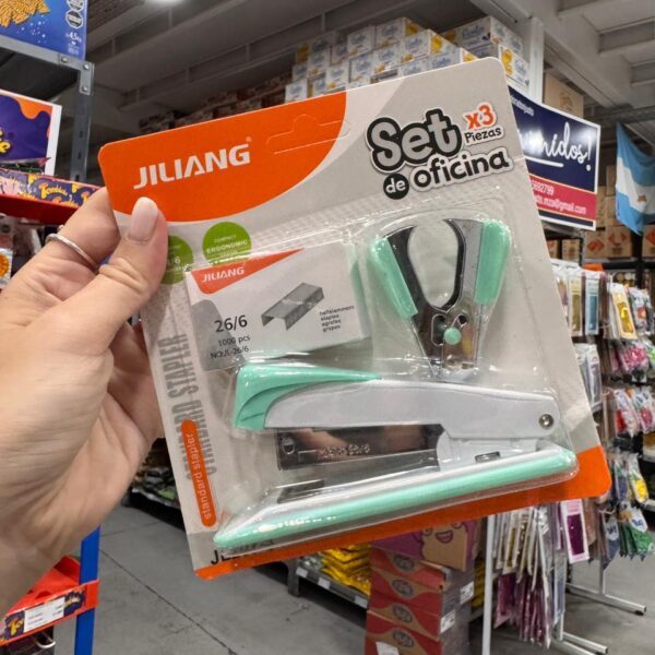 ABROCHADORA GANCHOS Y SACABROCHES VERDE AGUA