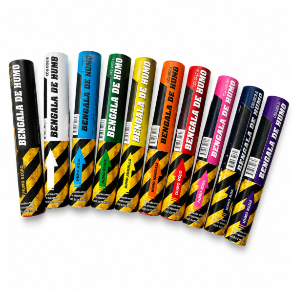 BENGALA DE HUMO X 5 U AZUL rojo rosa celeste amarillo blanco verde naranja