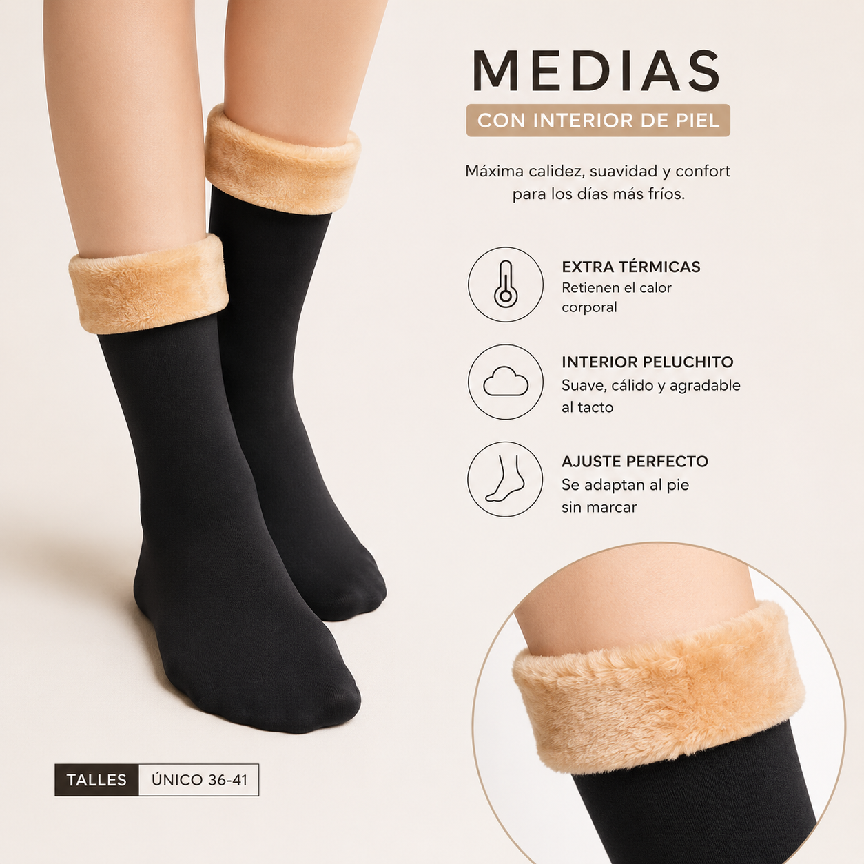 medias con peluchito piel por dentro